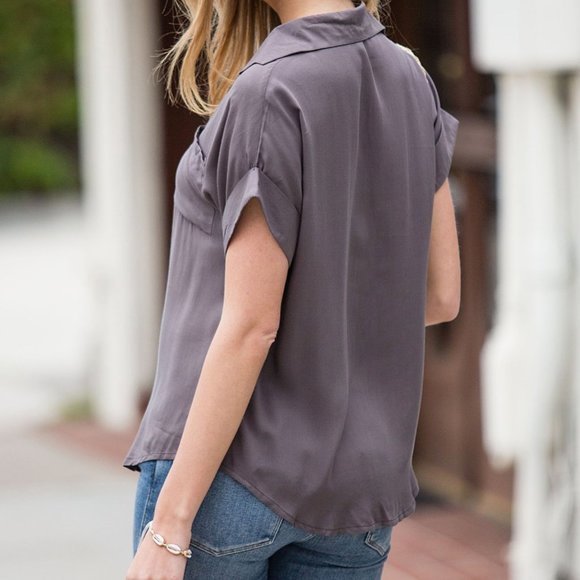 NWT Charcoal Button-Up Top - Picture 5 of 6